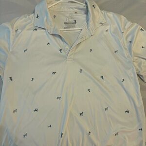 Elegant White Polo Shirt with Dog Pattern